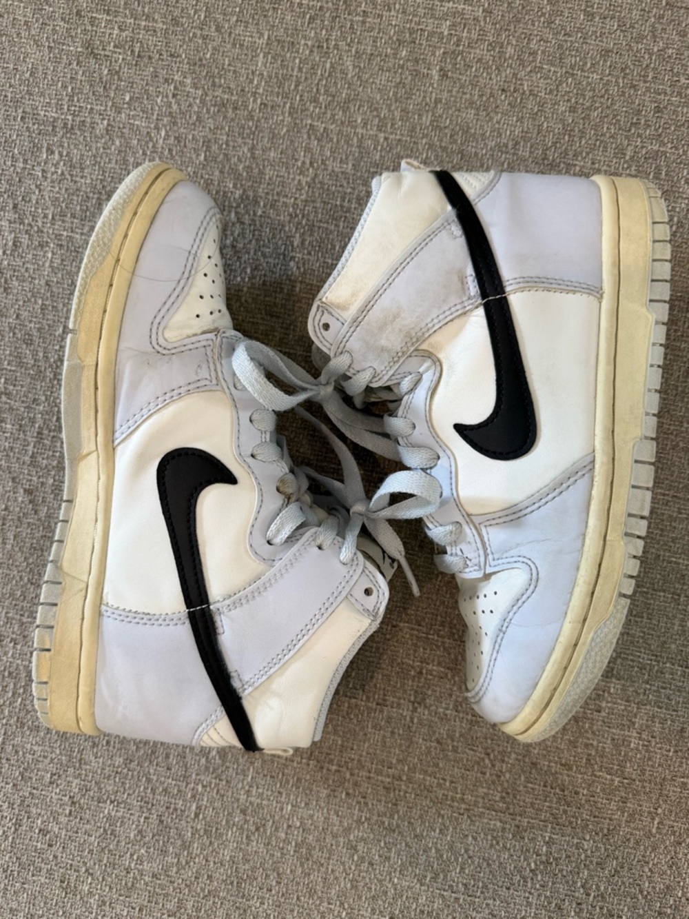 Nike Dunk High Sneakers White Black Youth 4Y Women’s 5.5 Athletic Shoes